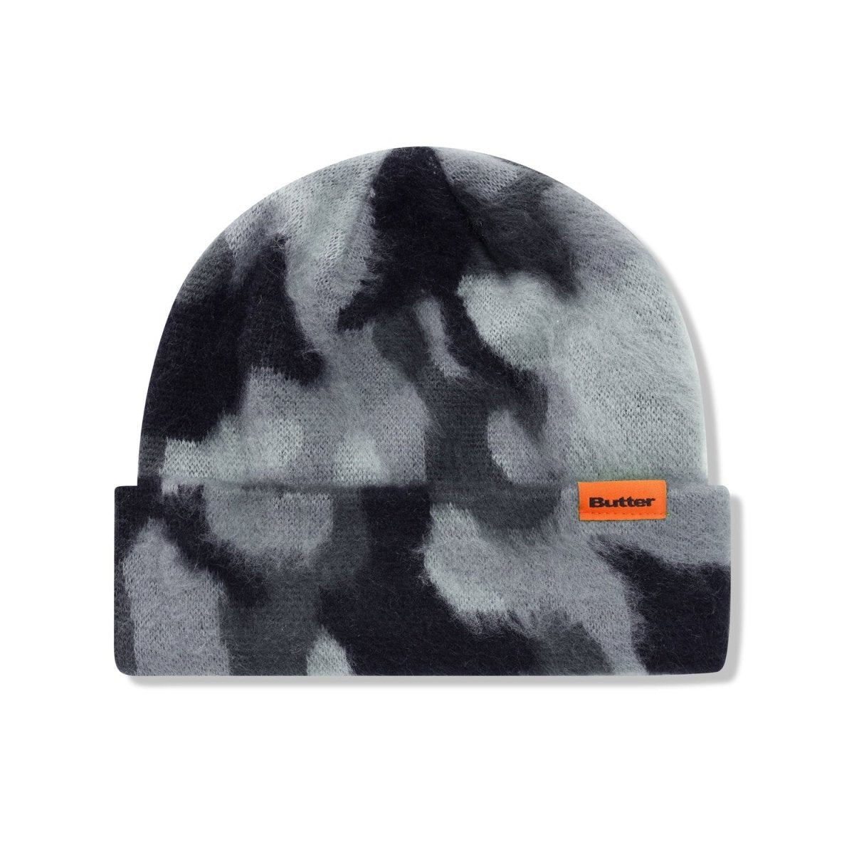 Butter Goods Mohair Camo Cuff Beanie in Charcoal - Goodnews Skateshop