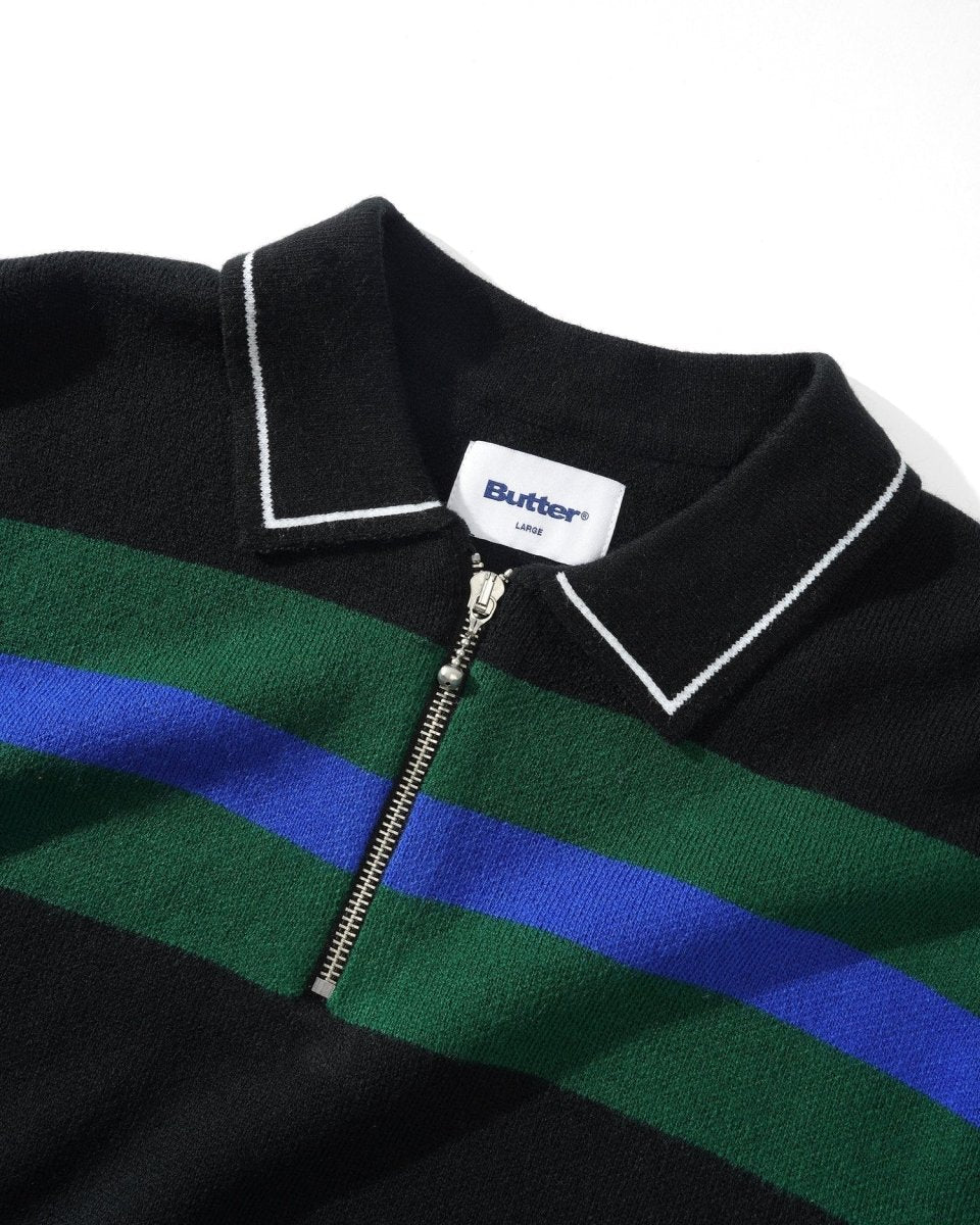 Butter Goods Polo Knit Sweater in Black - Goodnews Skateshop