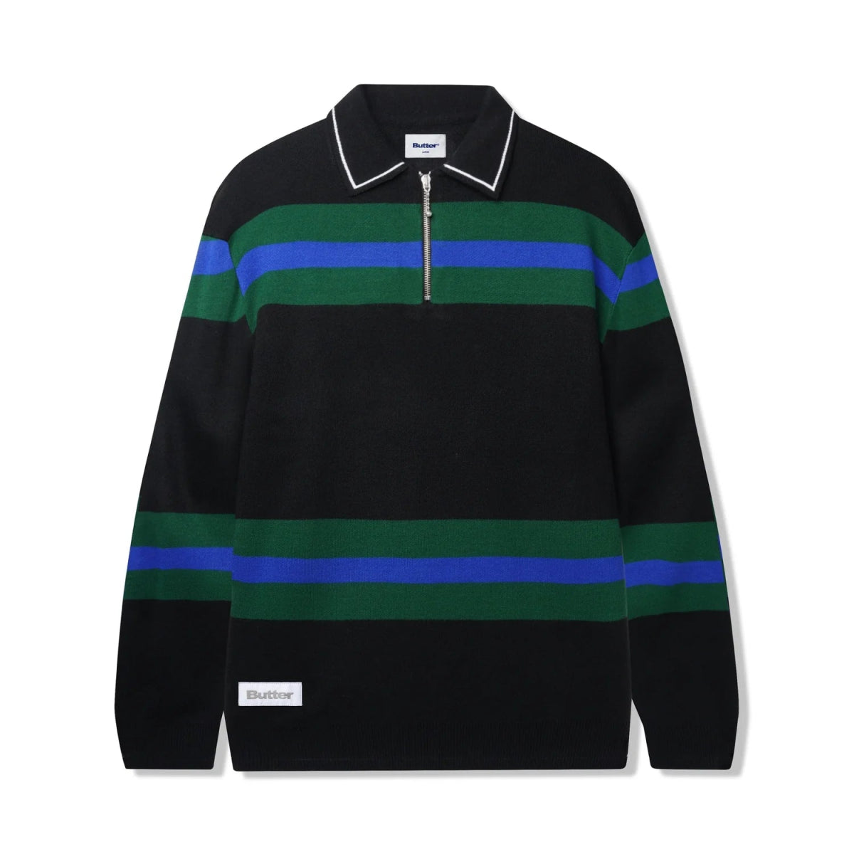 Butter Goods Polo Knit Sweater in Black - Goodnews Skateshop