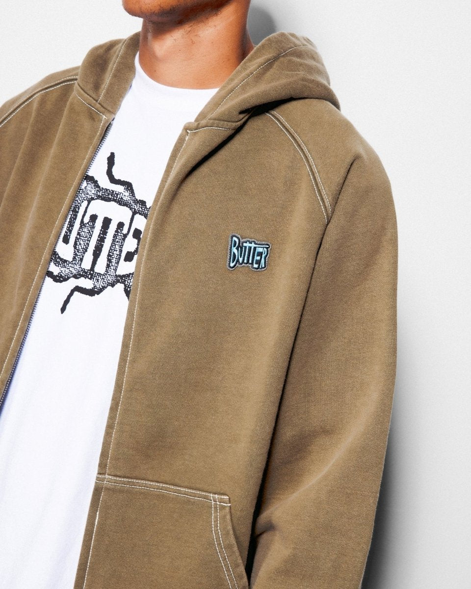 Butter Goods Sketch Zip - Thru Hoodie in Army - Goodnews Skateshop