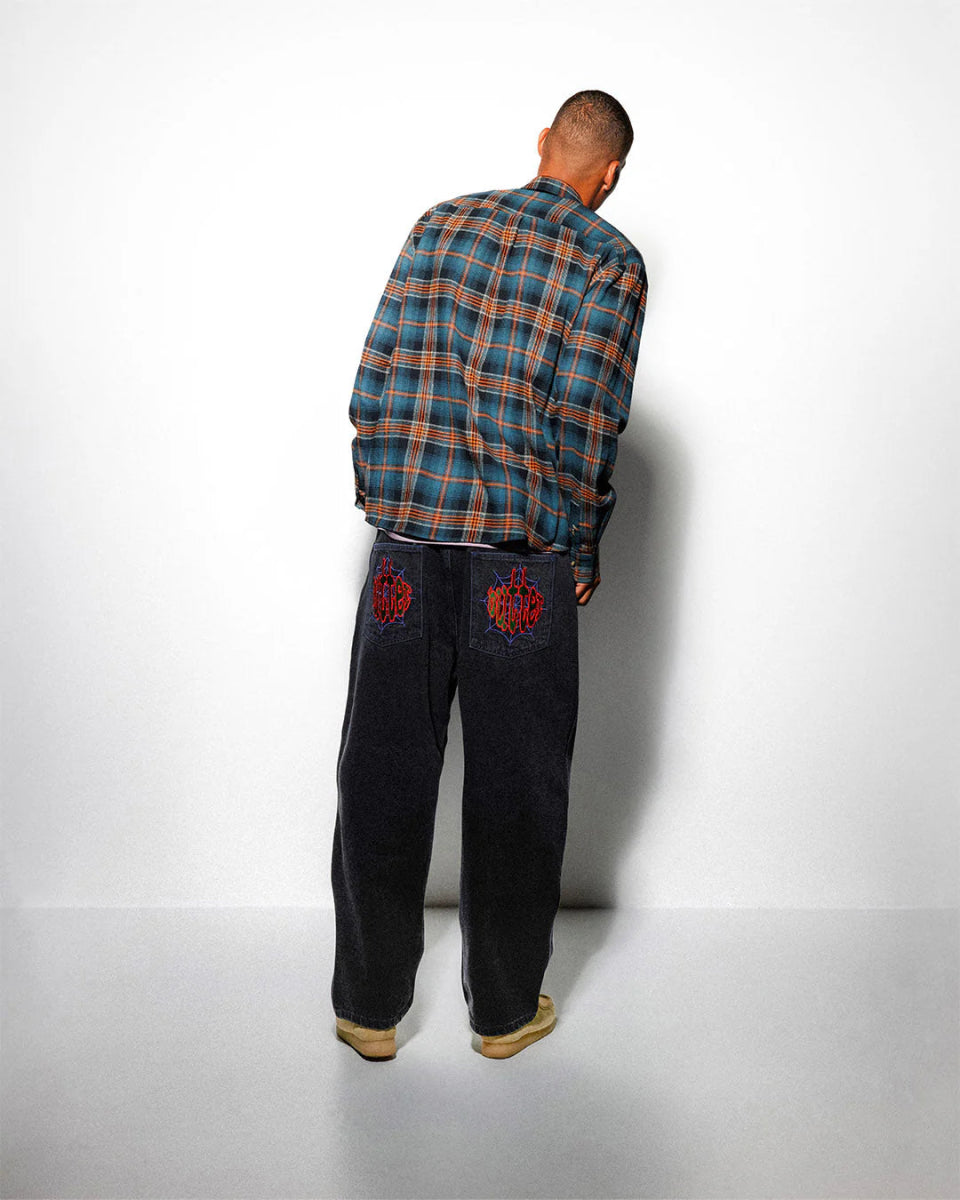 Butter Goods Swirl Plaid Shirt in Blue/Orange - Goodnews Skateshop