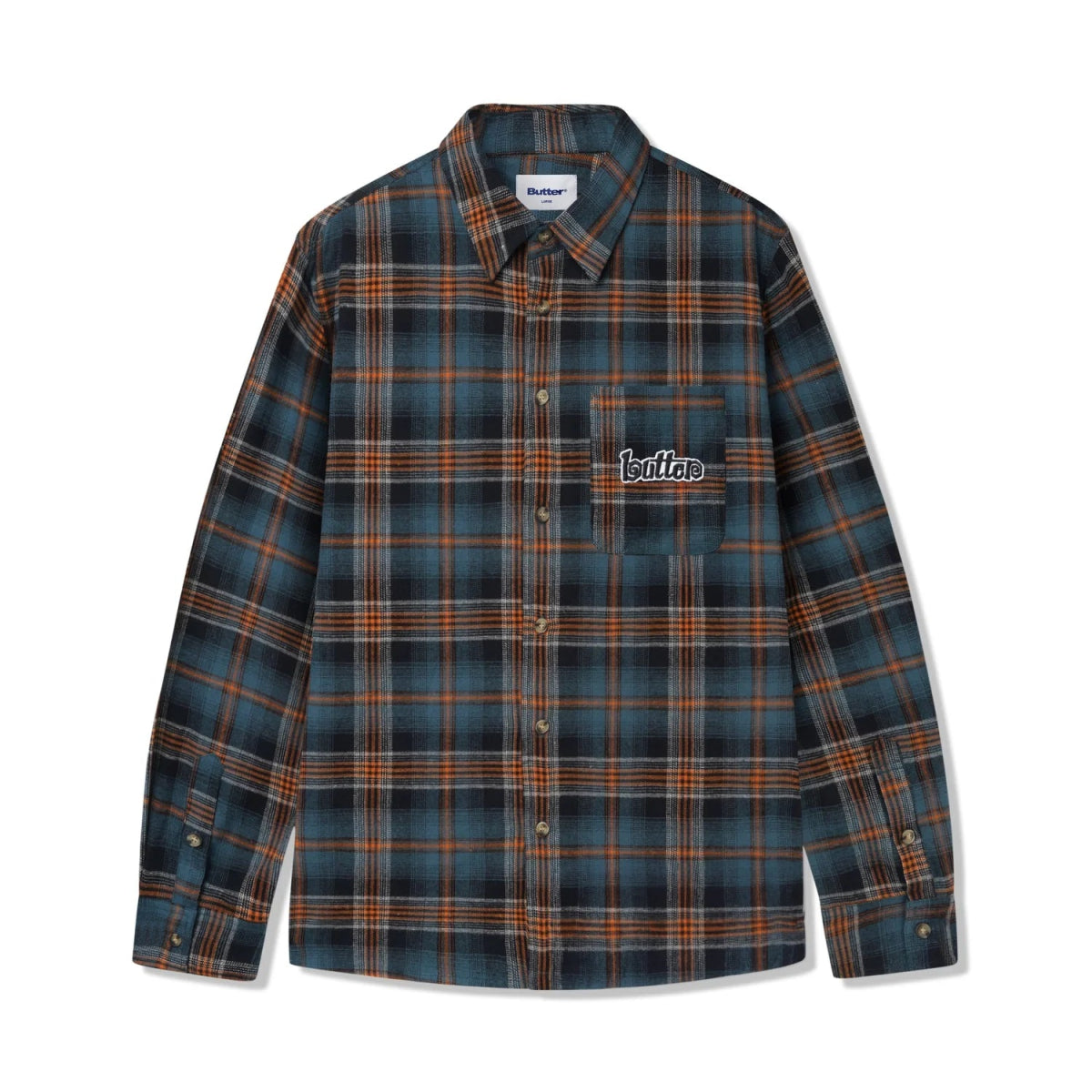 Butter Goods Swirl Plaid Shirt in Blue/Orange - Goodnews Skateshop