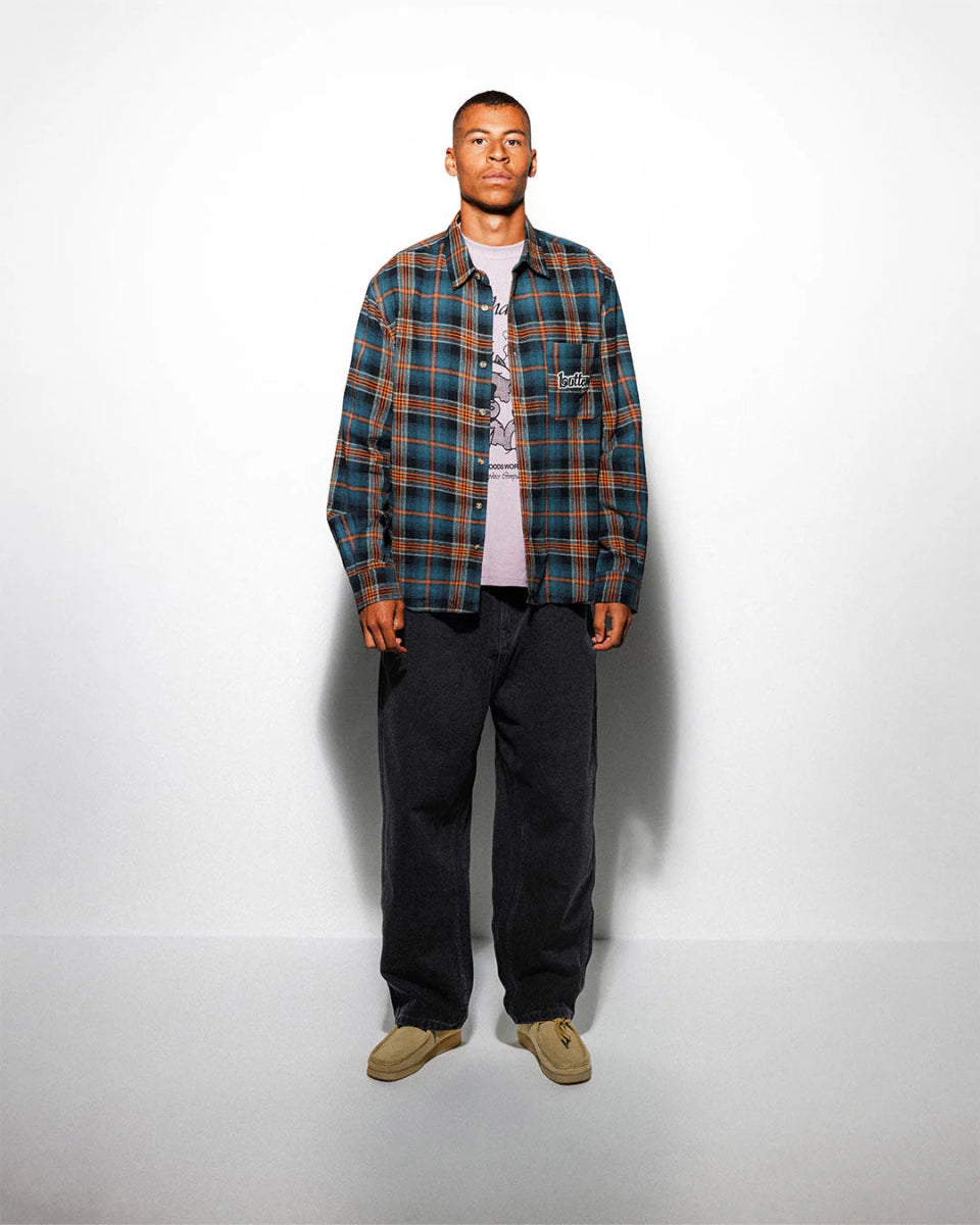 Butter Goods Swirl Plaid Shirt in Blue/Orange - Goodnews Skateshop