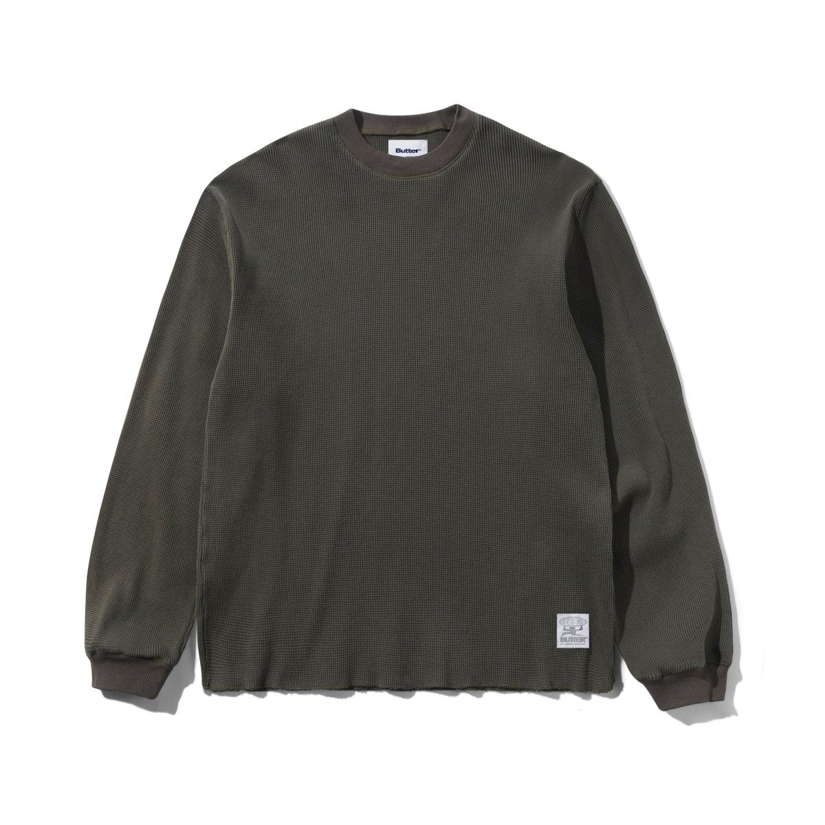 Butter Goods Waffle Longsleeve Top in Washed Dark Grey - Goodnews Skateshop