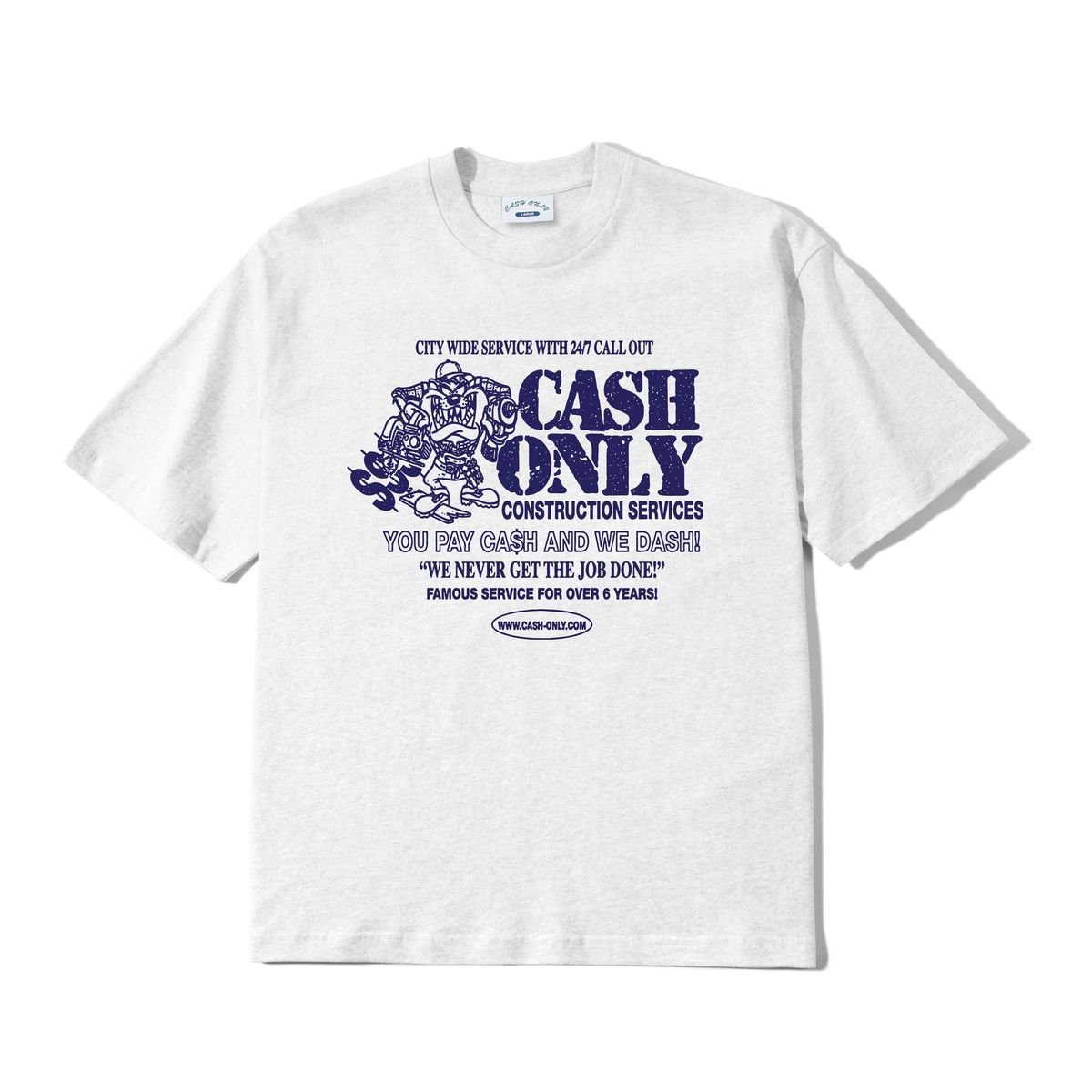 Cash Only Dash T-Shirt in Ash - Goodnews Skateshop