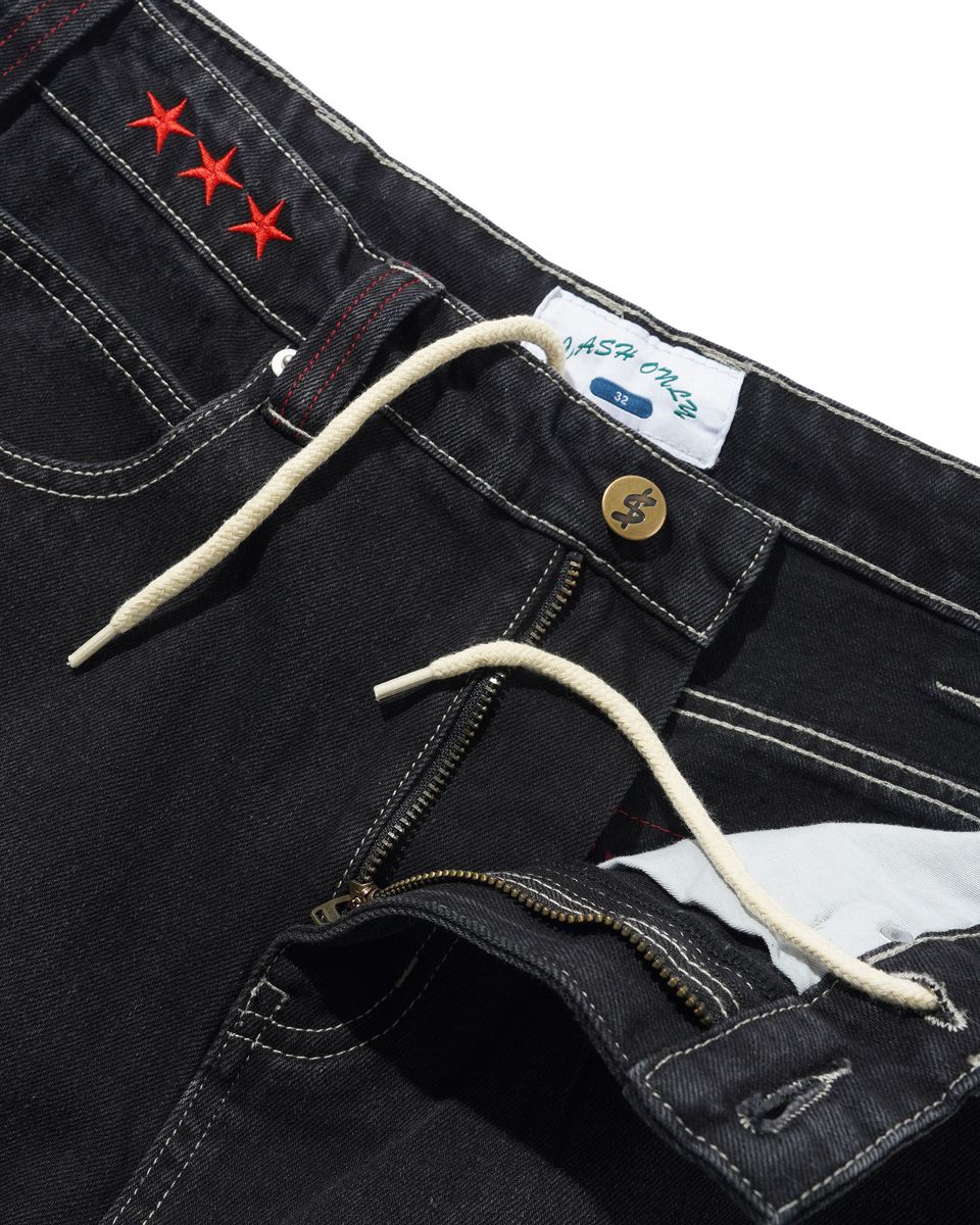 Cash Only Stars Denim Jeans in Washed Black - Goodnews Skateshop