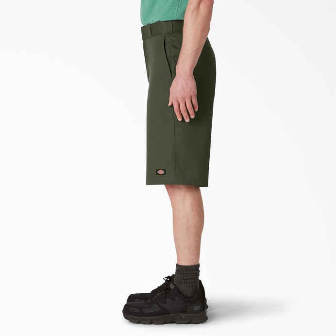 Dickies 13" Loose Fit Flat Front Work Shorts in Olive - Goodnews Skateshop