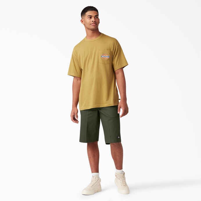 Dickies 13" Loose Fit Flat Front Work Shorts in Olive - Goodnews Skateshop