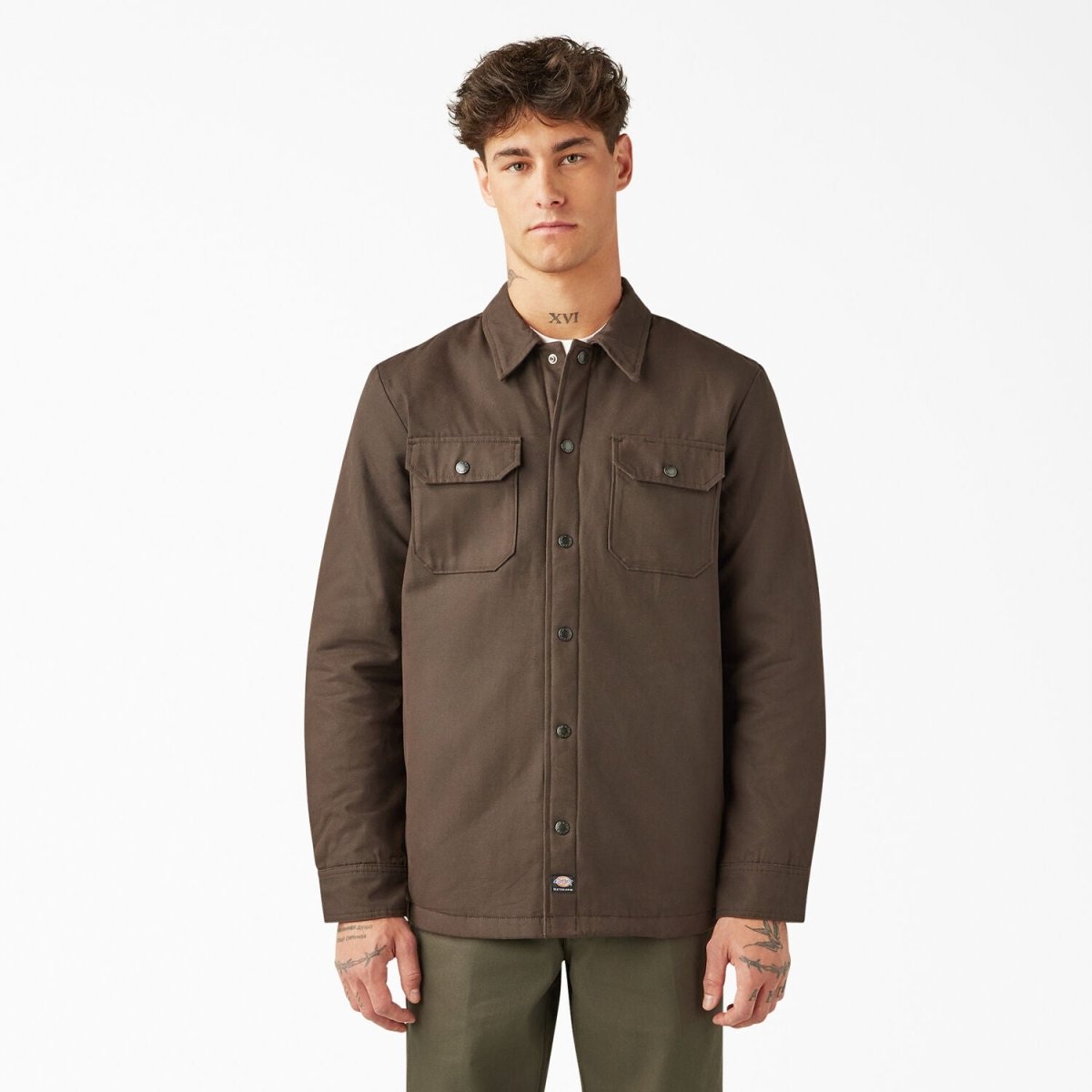 Dickies Skateboarding Quilt Lined Woven Duck Jacket in Dark Brown - Goodnews Skateshop