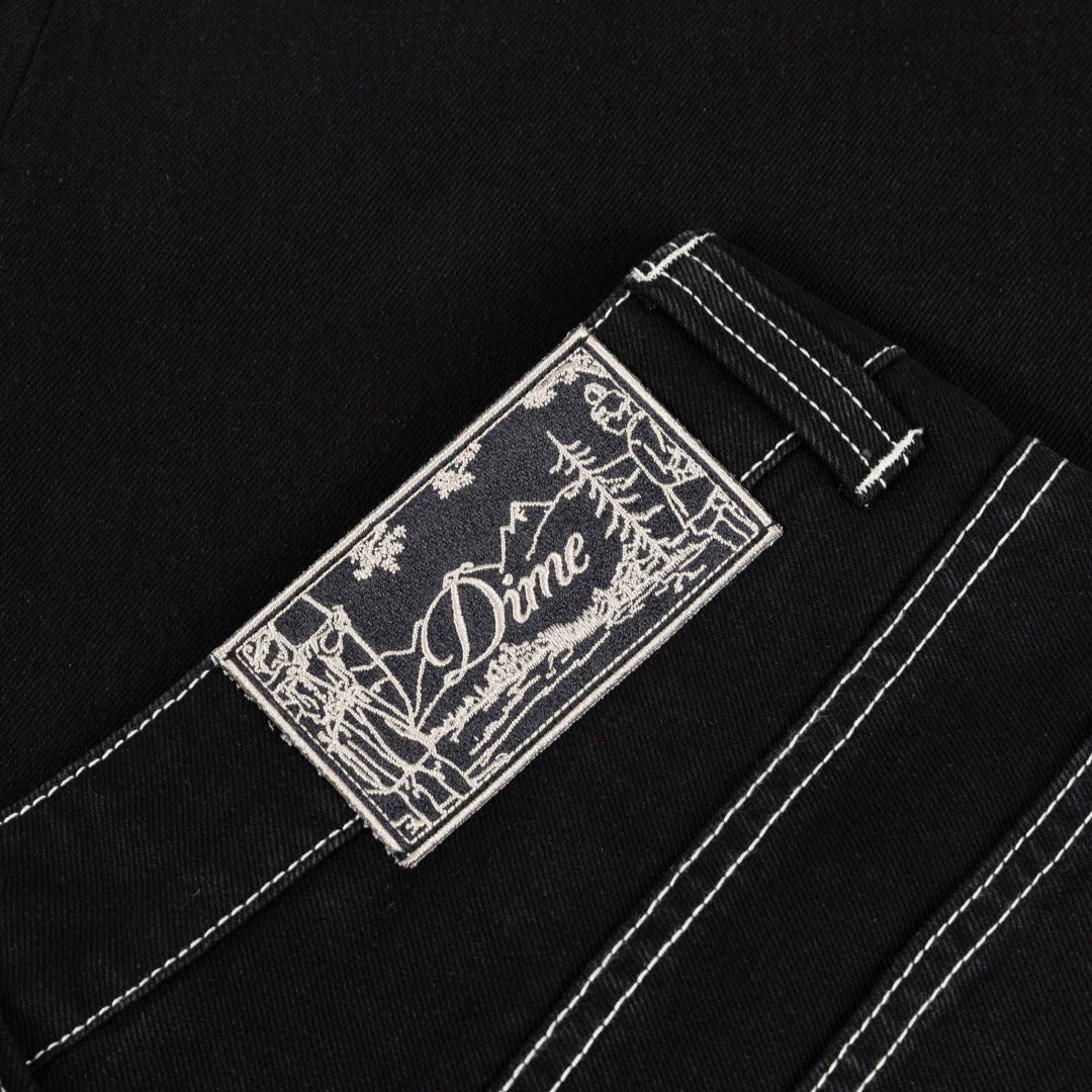 Dime Baggy Denim Pants in Black Contrast Stitch - Goodnews Skateshop