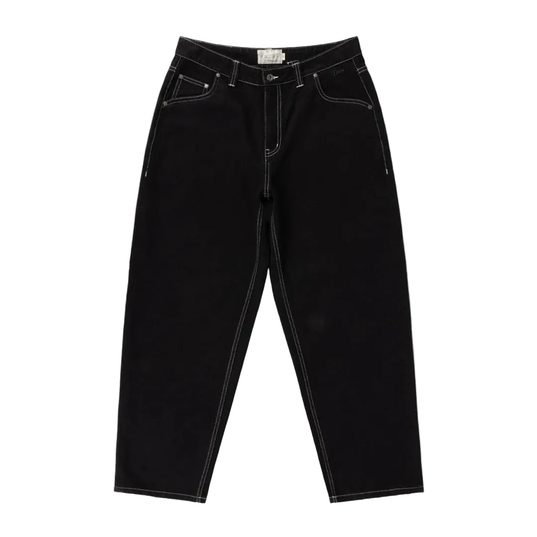 Dime Baggy Denim Pants in Black Contrast Stitch - Goodnews Skateshop