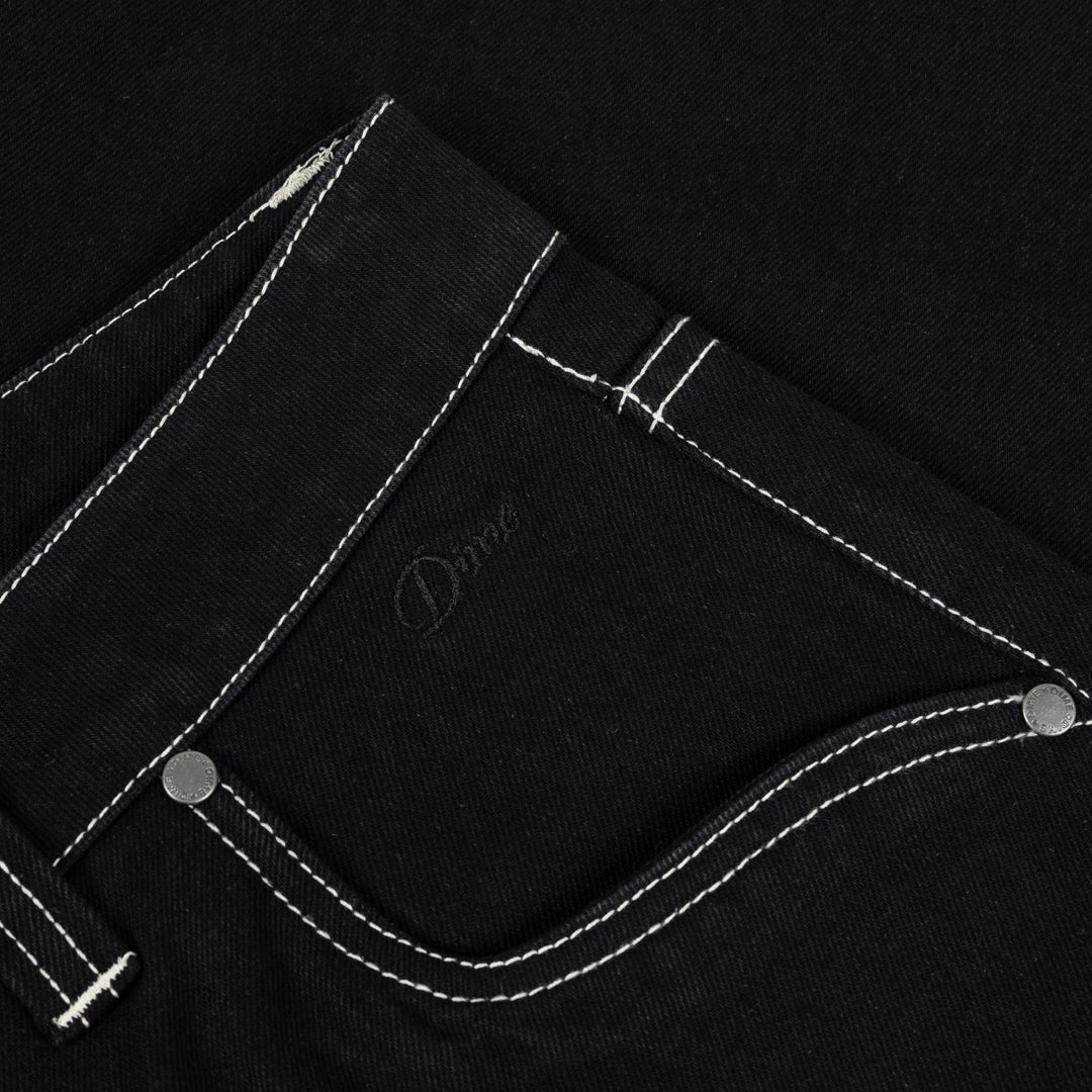 Dime Baggy Denim Pants in Black Contrast Stitch - Goodnews Skateshop