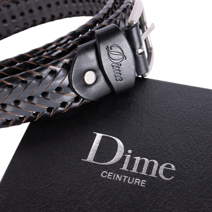 Dime Braided Leather Belt in Black/Charcoal - Goodnews Skateshop