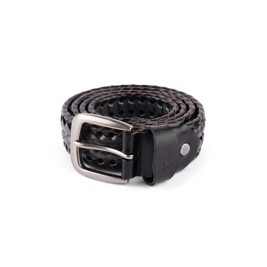 Dime Braided Leather Belt in Black/Charcoal - Goodnews Skateshop