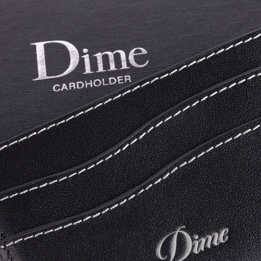 Dime Cursive Cardholder in Black Leather - Goodnews Skateshop