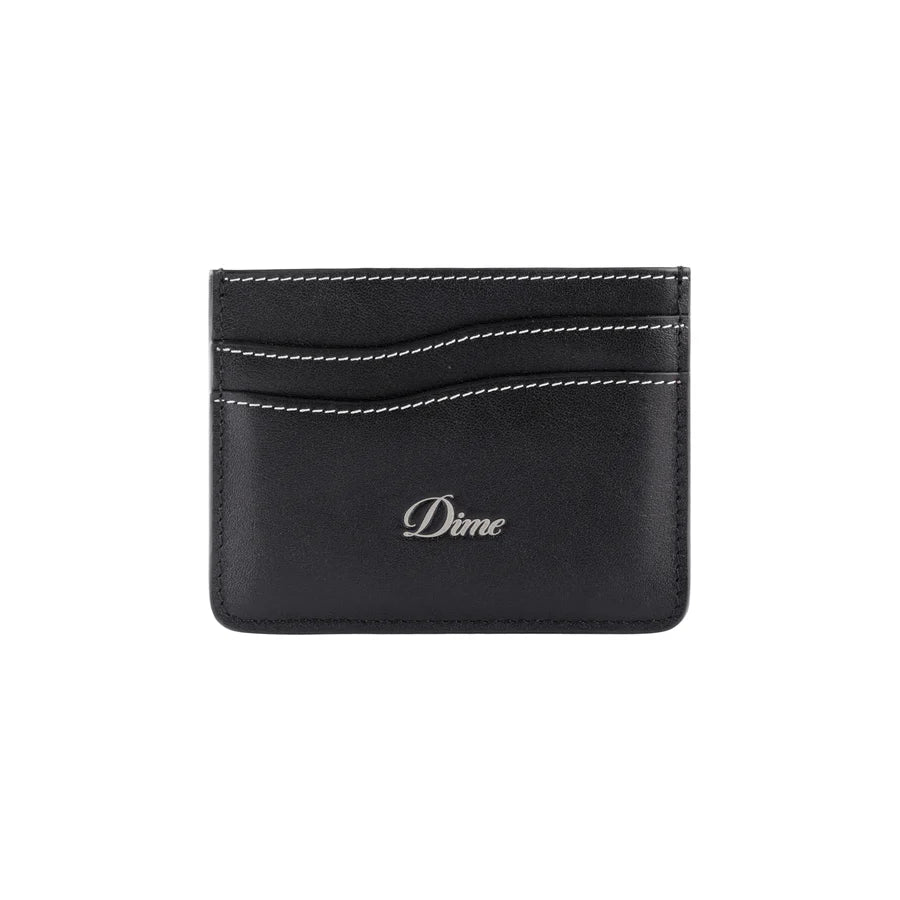 Dime Cursive Cardholder in Black Leather - Goodnews Skateshop