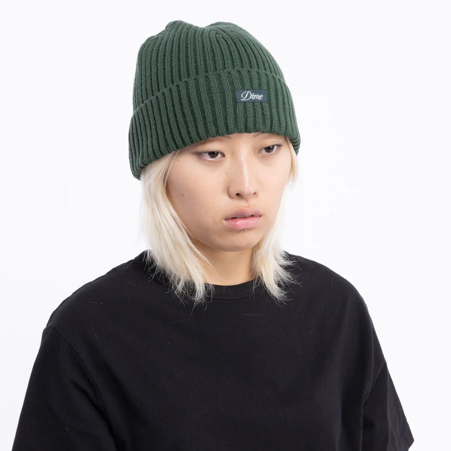 Dime Cursive Fold Beanie in Forest - Goodnews Skateshop