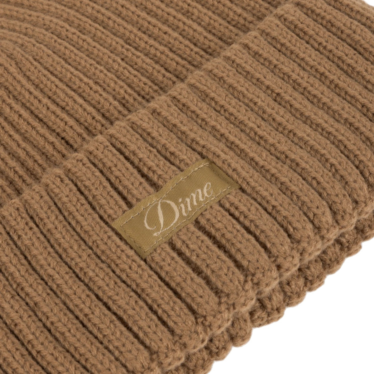 Dime Cursive Rib Beanie in Coffee - Goodnews Skateshop