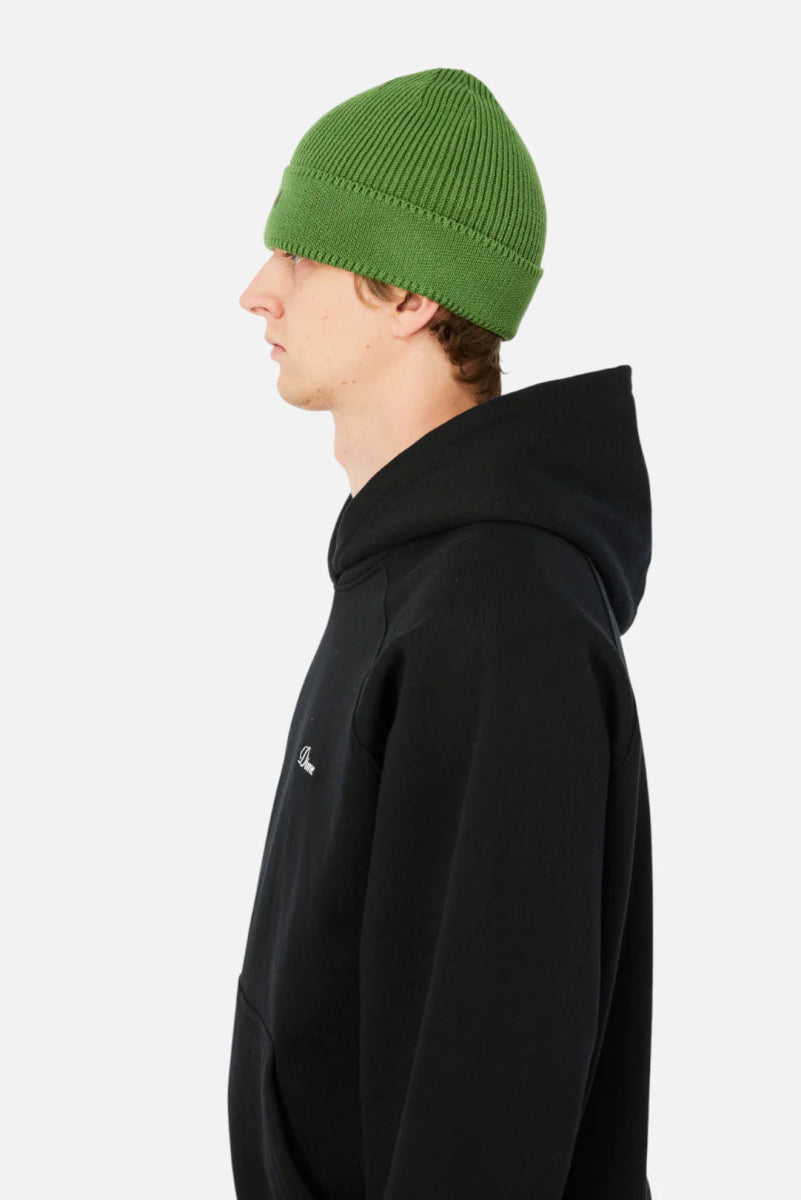 Dime Cursive Rib Beanie in Khaki Green - Goodnews Skateshop