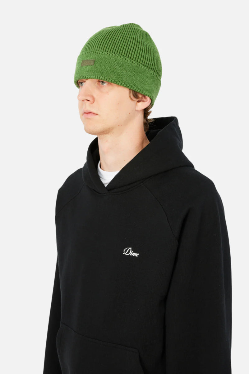 Dime Cursive Rib Beanie in Khaki Green - Goodnews Skateshop