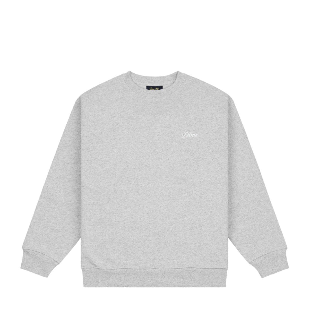 Dime Cursive Small Logo Crewneck in Heather Gray - Goodnews Skateshop