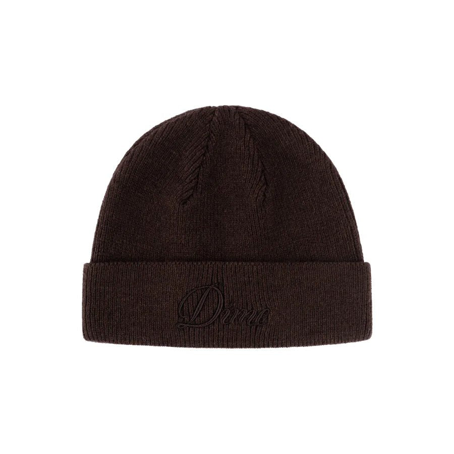 Dime Cursive Wool Fold Beanie in Dark Brown - Goodnews Skateshop