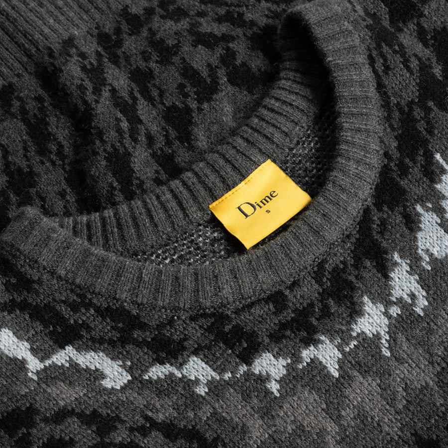 Dime Houndstooth Knit Sweater in Coal - Goodnews Skateshop