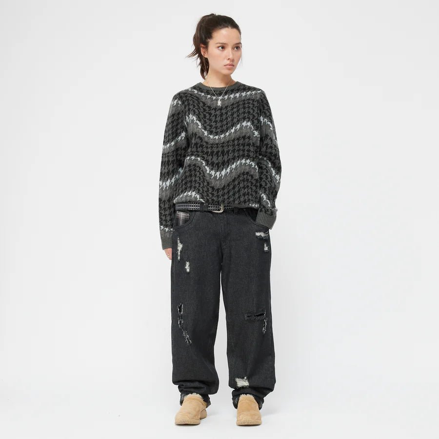 Dime Houndstooth Knit Sweater in Coal - Goodnews Skateshop