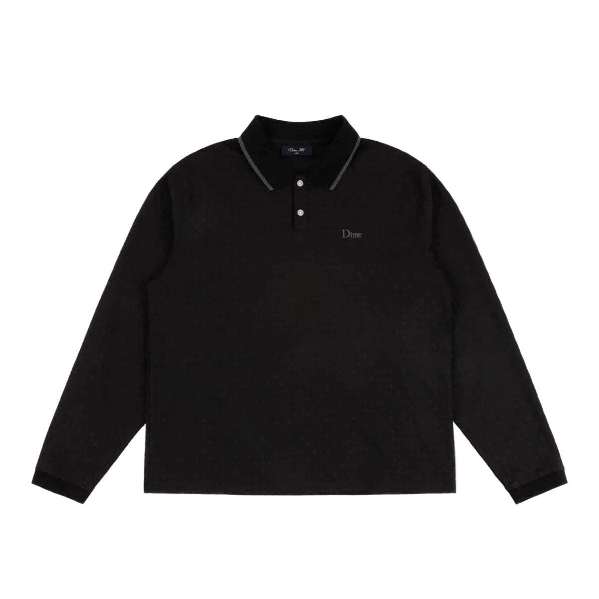 Dime Jacquard LS Polo in Black - Goodnews Skateshop
