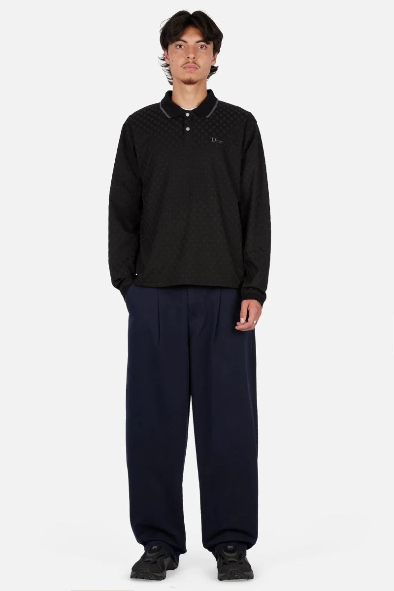 Dime Jacquard LS Polo in Black - Goodnews Skateshop