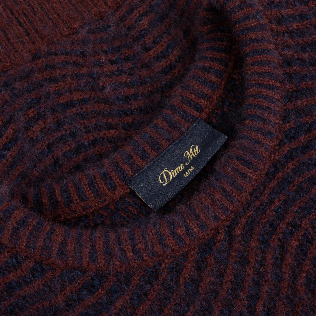 Dime Mohair Wave Knit Cardigan in Burgundy - Goodnews Skateshop