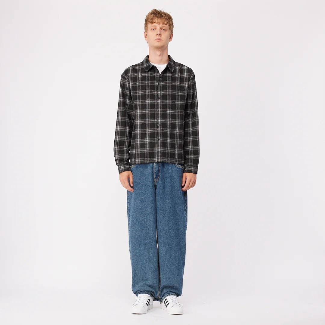 Dime Plaid Flannel Shirt in Black - Goodnews Skateshop