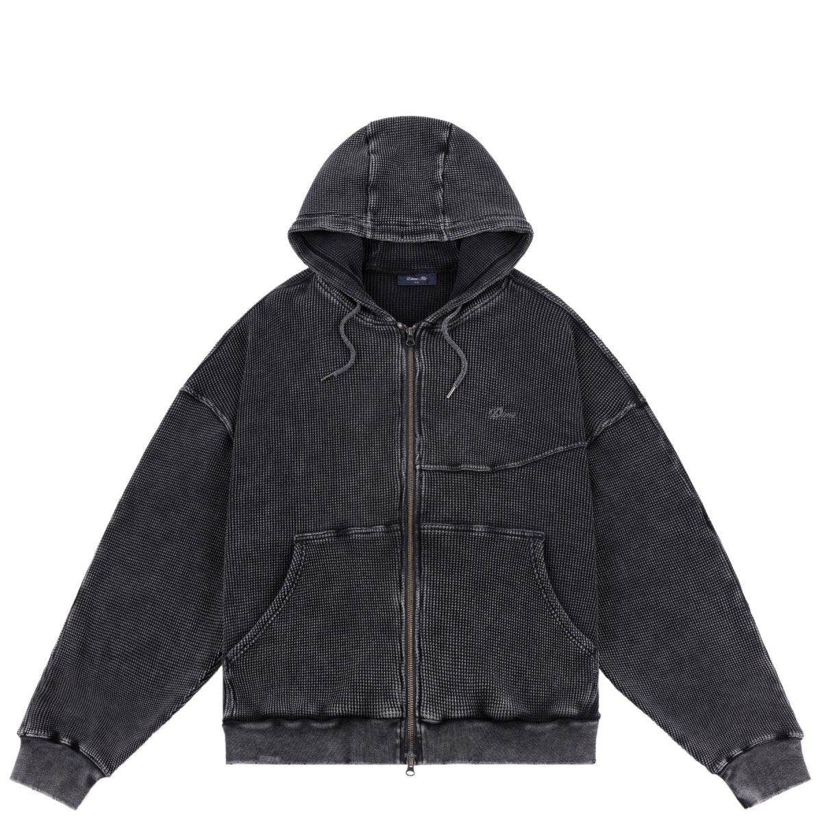 Dime Premium Waffle Zip Hoodie in Faded Black - Goodnews Skateshop