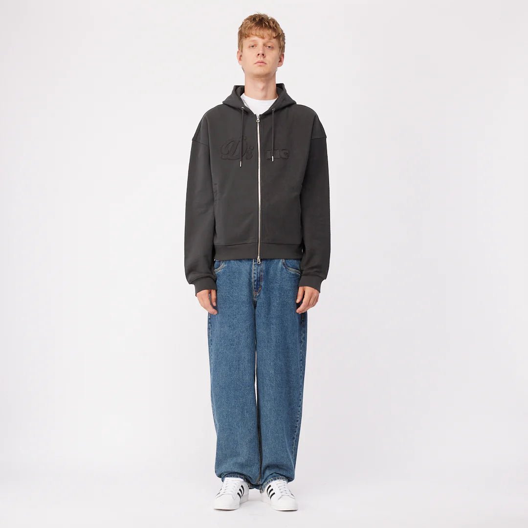 Dime Reverse French Terry Zip Hoodie in Vintage Black - Goodnews Skateshop