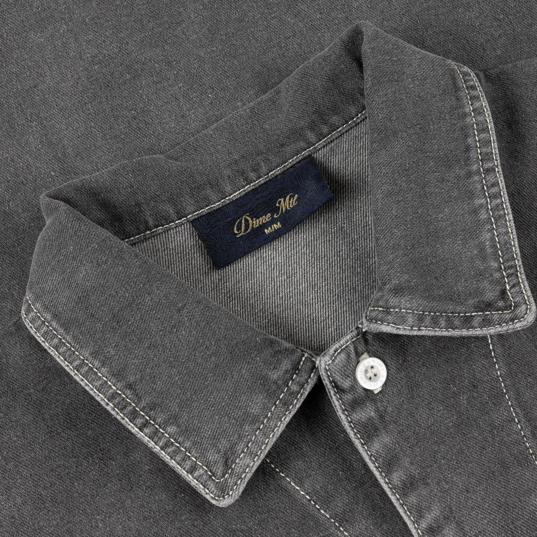 Dime Stonewash Button Up in Washed Black - Goodnews Skateshop