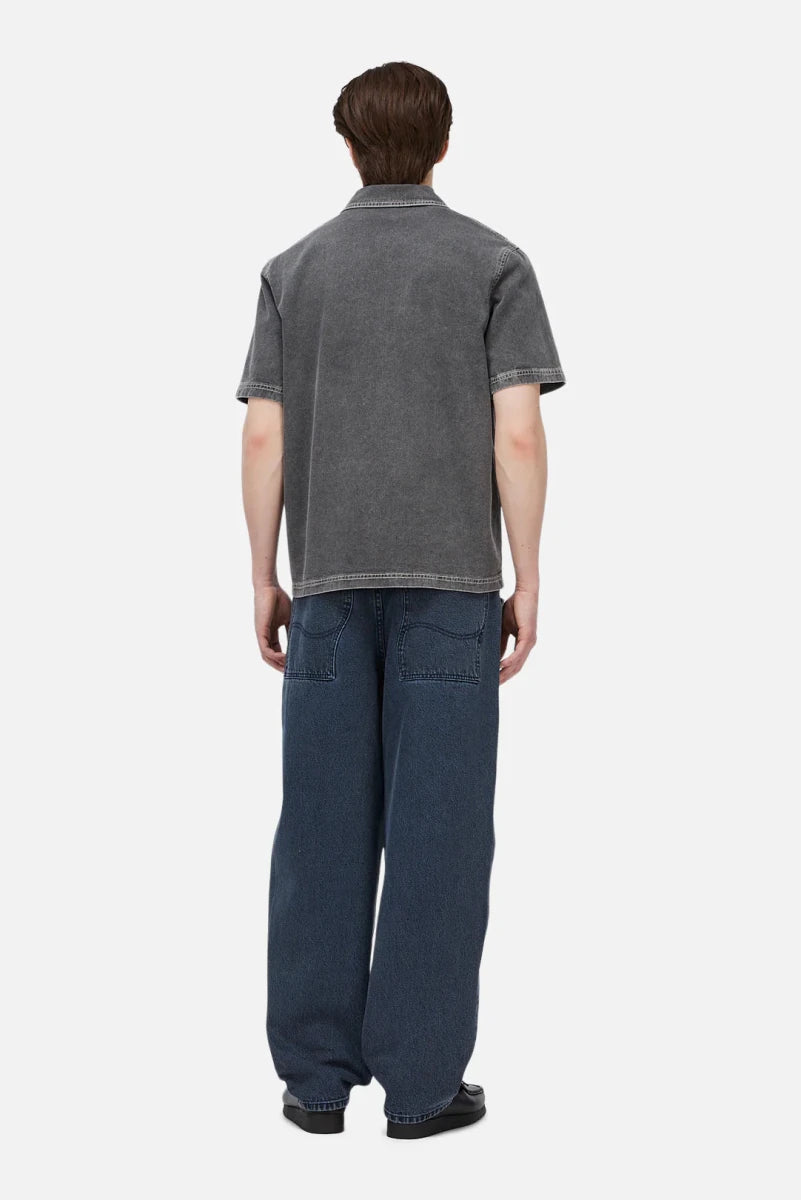 Dime Stonewash Button Up in Washed Black - Goodnews Skateshop