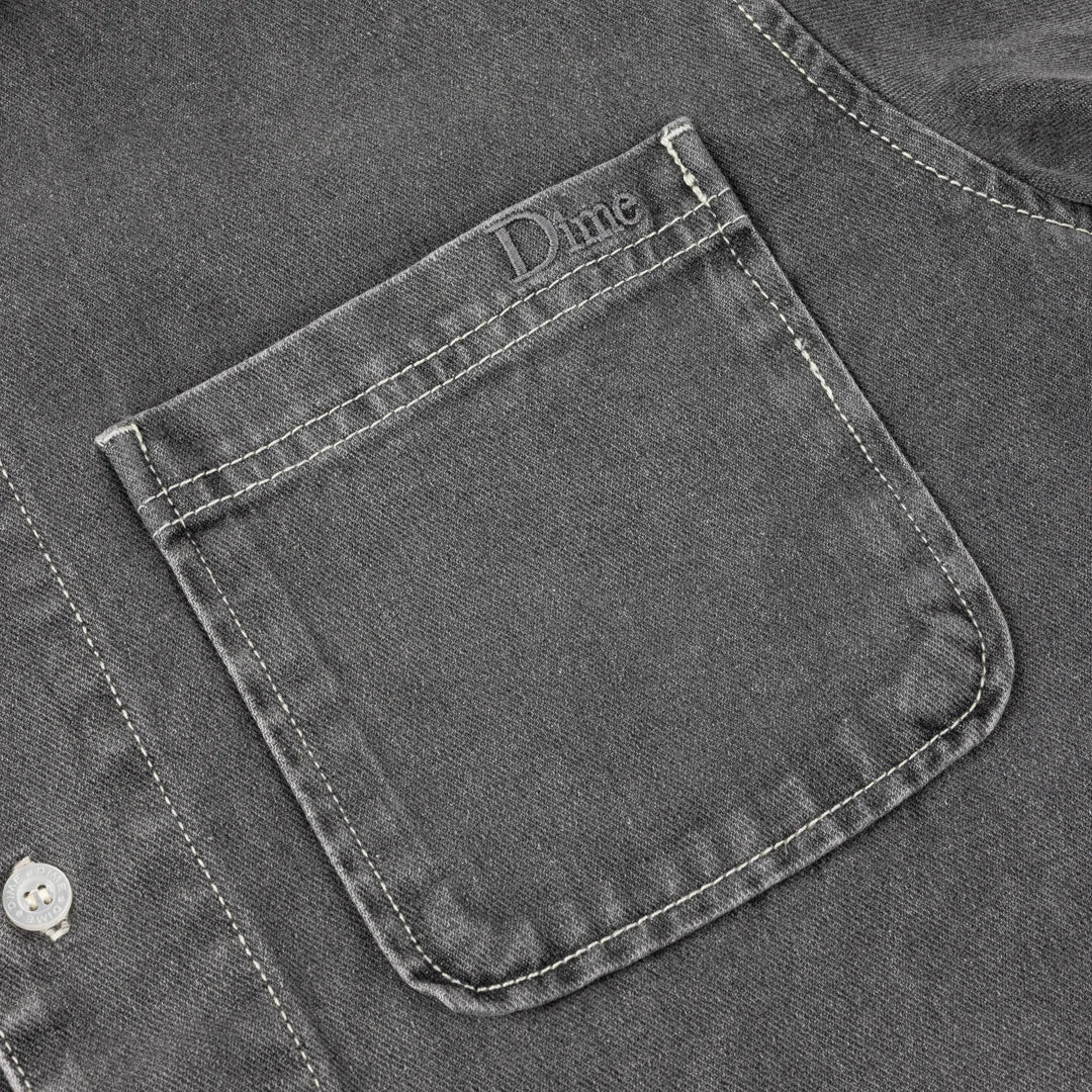Dime Stonewash Button Up in Washed Black - Goodnews Skateshop