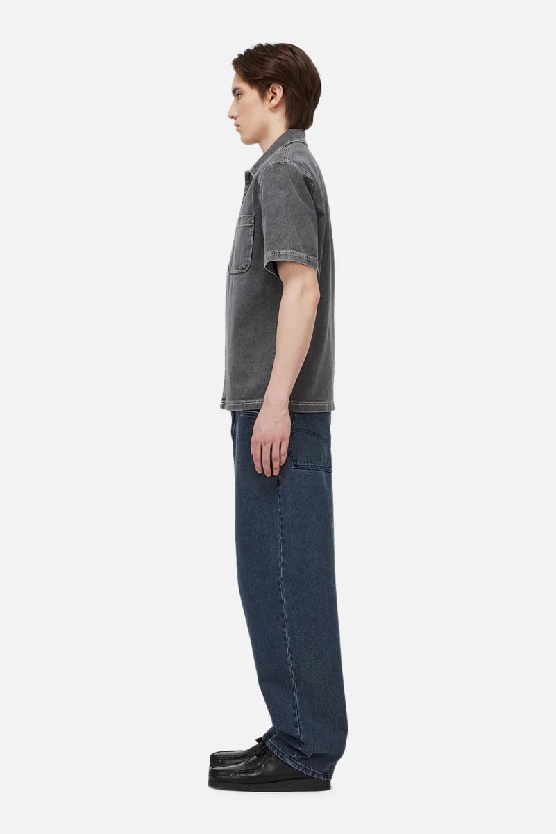 Dime Stonewash Button Up in Washed Black - Goodnews Skateshop