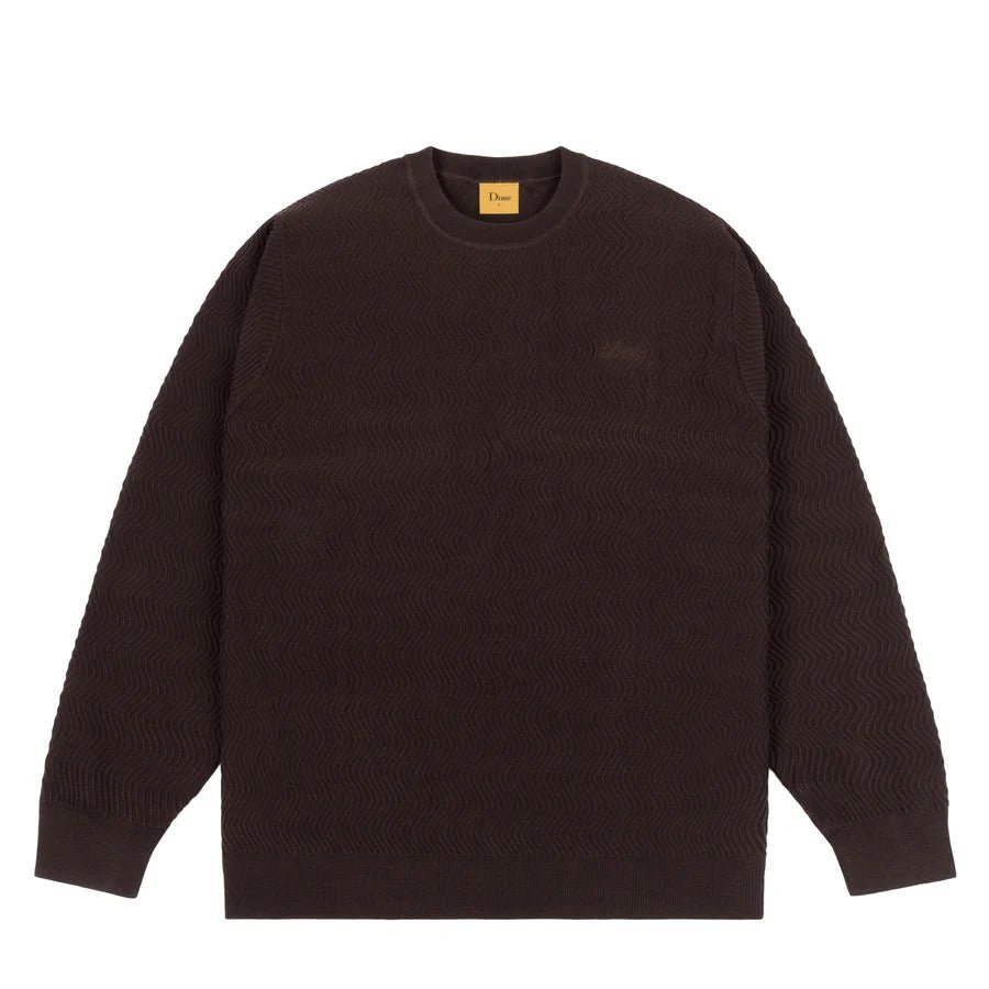 Dime Wave Cable Knit Sweater in Chocolate - Goodnews Skateshop