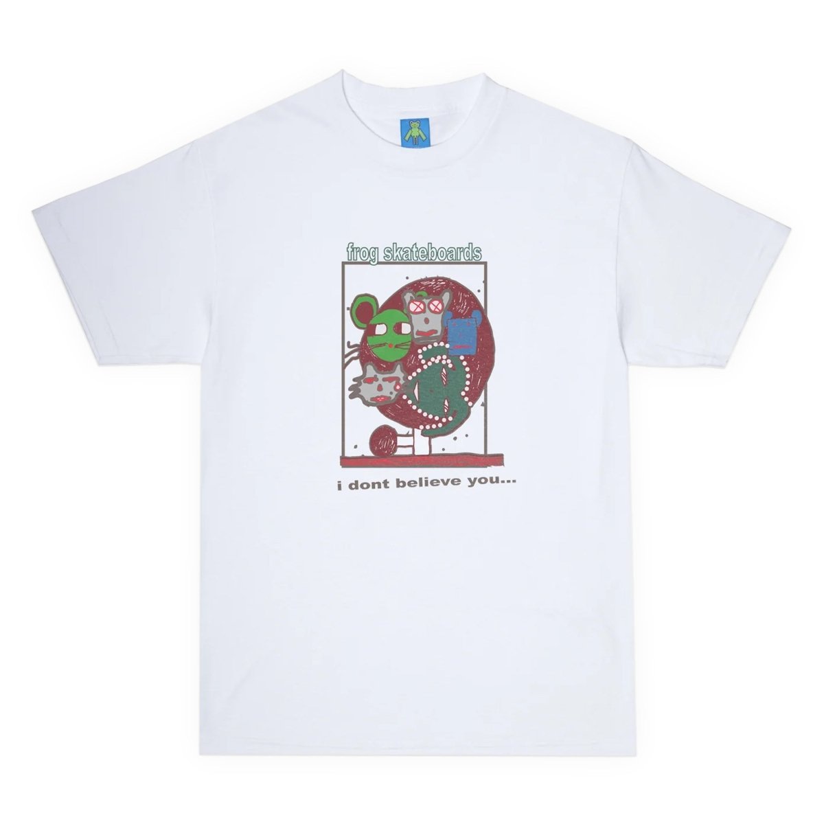 Frog I Don't Believe You T-Shirt in White - Goodnews Skateshop