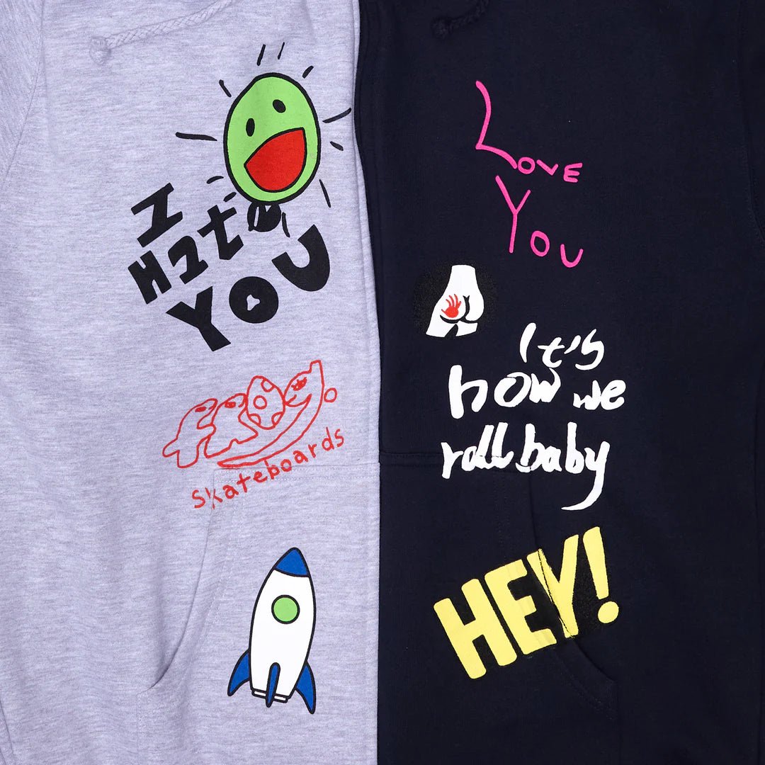 Frog Love/Hate Zip Hoodie in Ash - Goodnews Skateshop