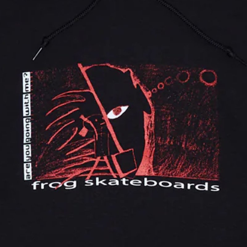 Frog R U Going With Me? Hoodie in Black - Goodnews Skateshop