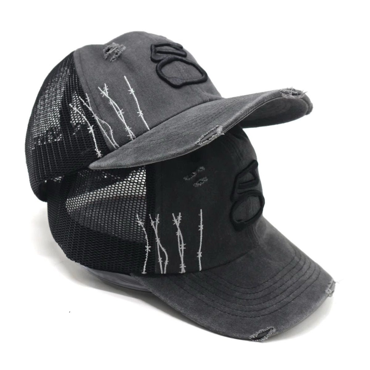 Goodnews Distressed G 6 Panel Trucker Cap in Black - Goodnews Skateshop