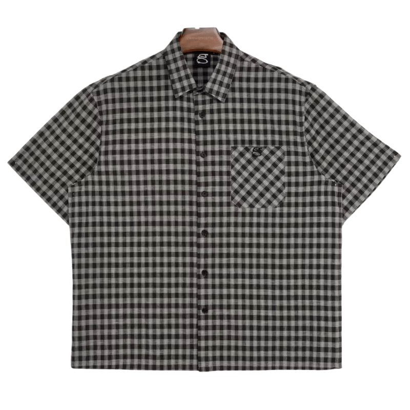 Goodnews First Button Up Shirt in Black/Gray - Goodnews Skateshop