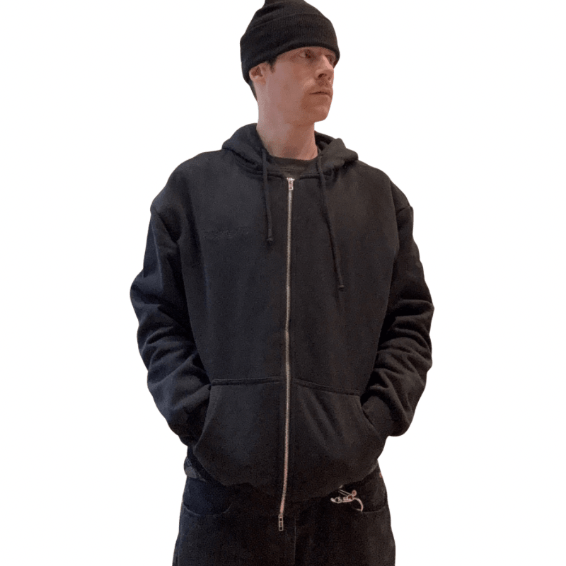 Goodnews Small Crew Zip Hoodie in Black - Goodnews Skateshop