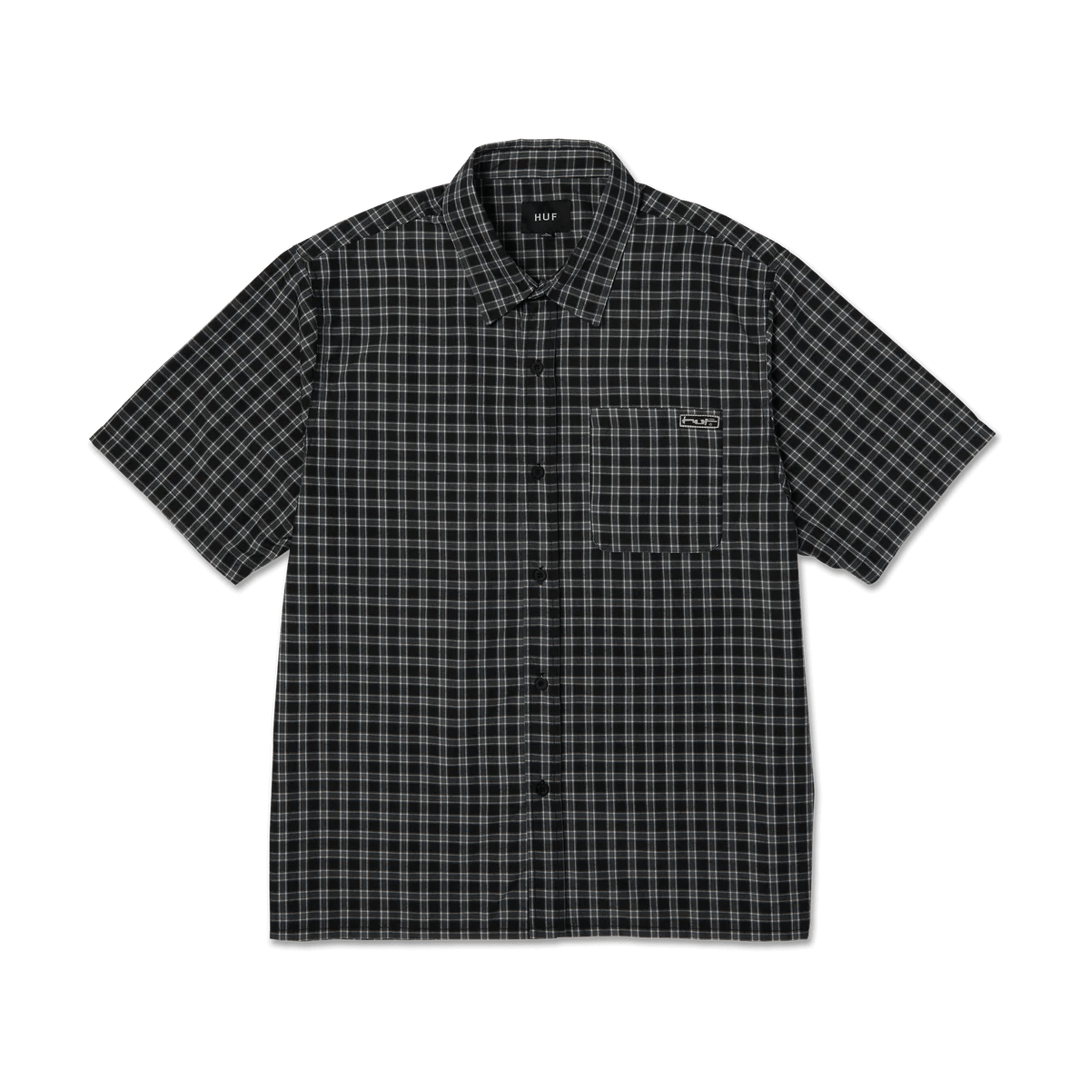 HUF Stretch Micro Plaid Shirt in Black - Goodnews Skateshop