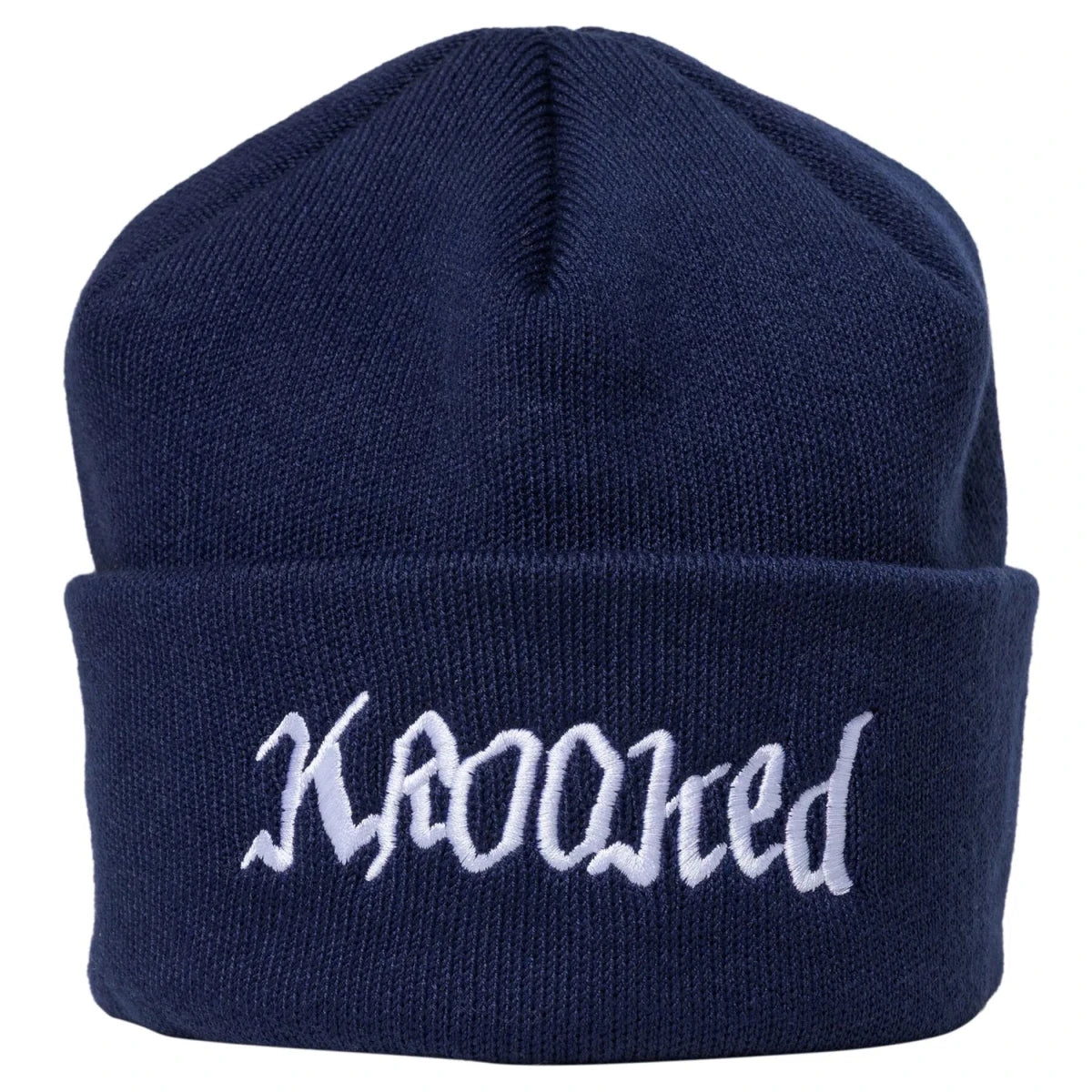 Krooked Double Ok Script Cuff Beanie in Navy/White - Goodnews Skateshop