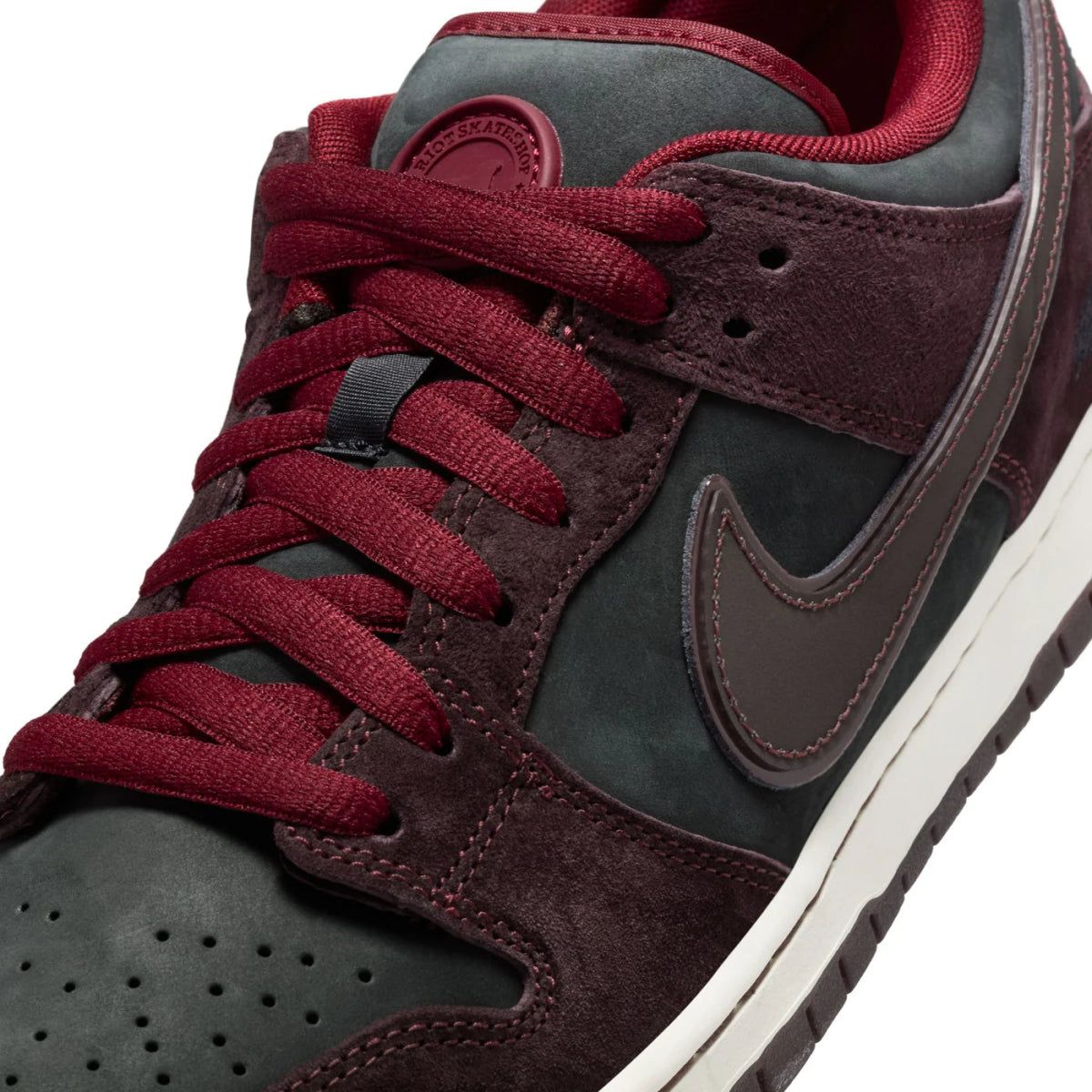 Nike SB Dunk Low Pro in Mahogany/Dark Beetroot - Team Red - Sail - Goodnews Skateshop