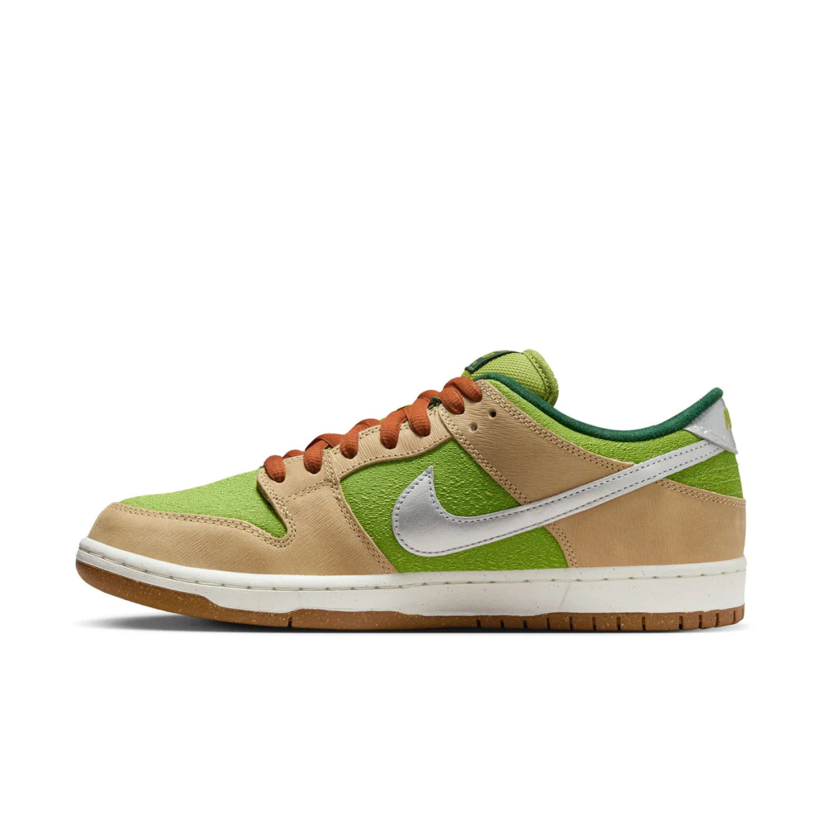 Nike SB Dunk Low Pro in Sesame/Metallic Silver - Pear - Fir - Goodnews Skateshop