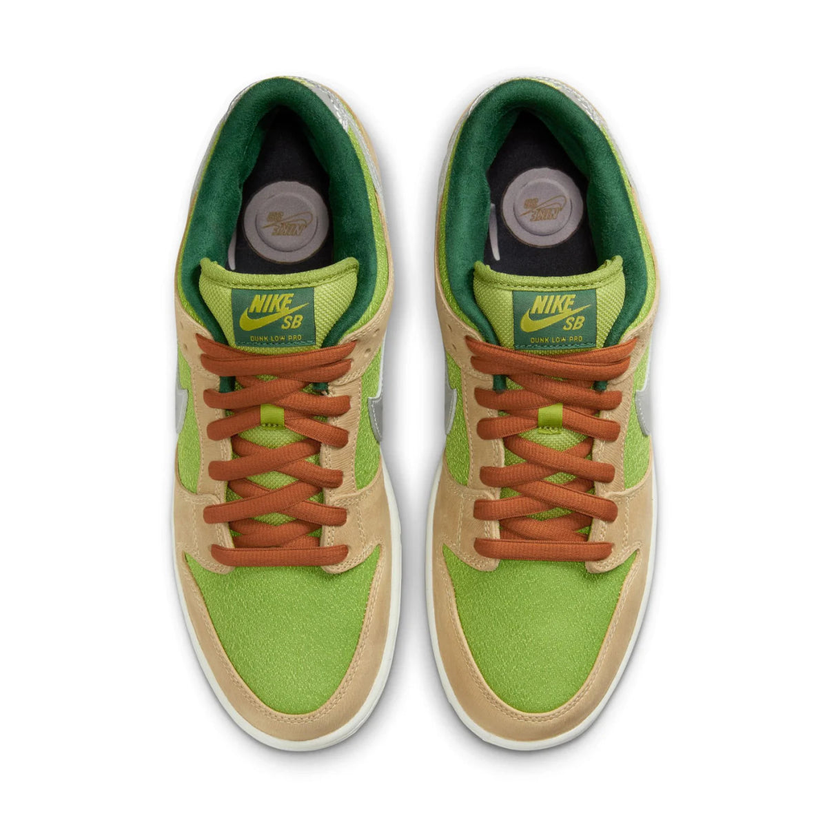 Nike SB Dunk Low Pro in Sesame/Metallic Silver - Pear - Fir - Goodnews Skateshop